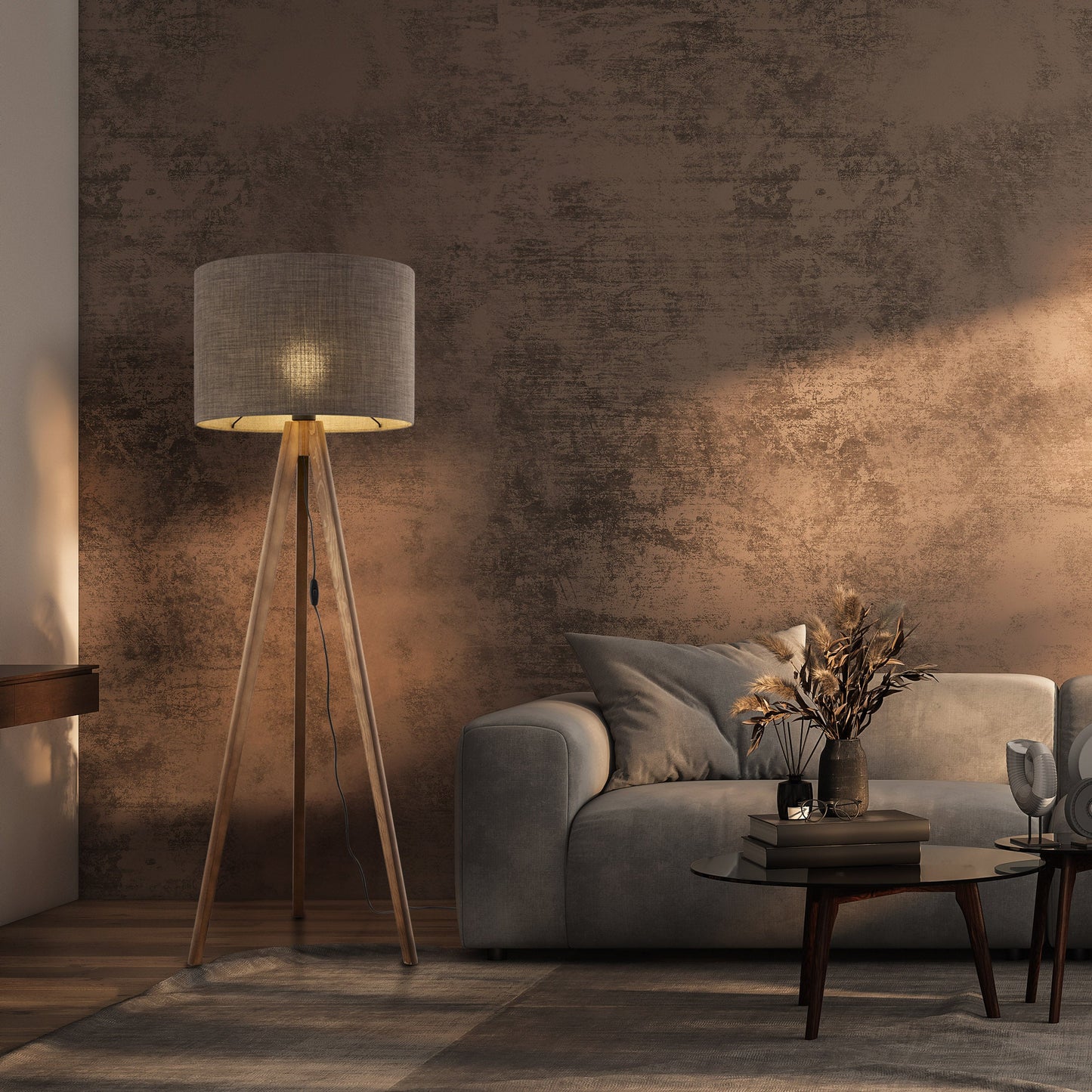 Grande lampe à poser style mid Century | bois de noyer brun