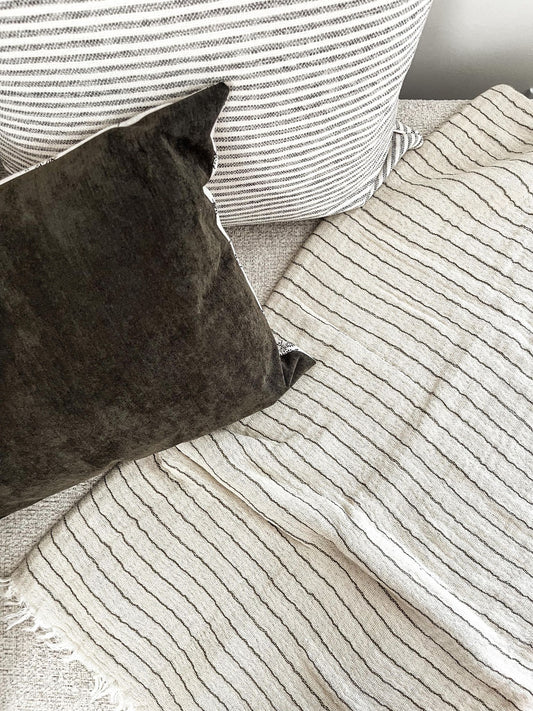 Bedspread | Cream and coffee stripes