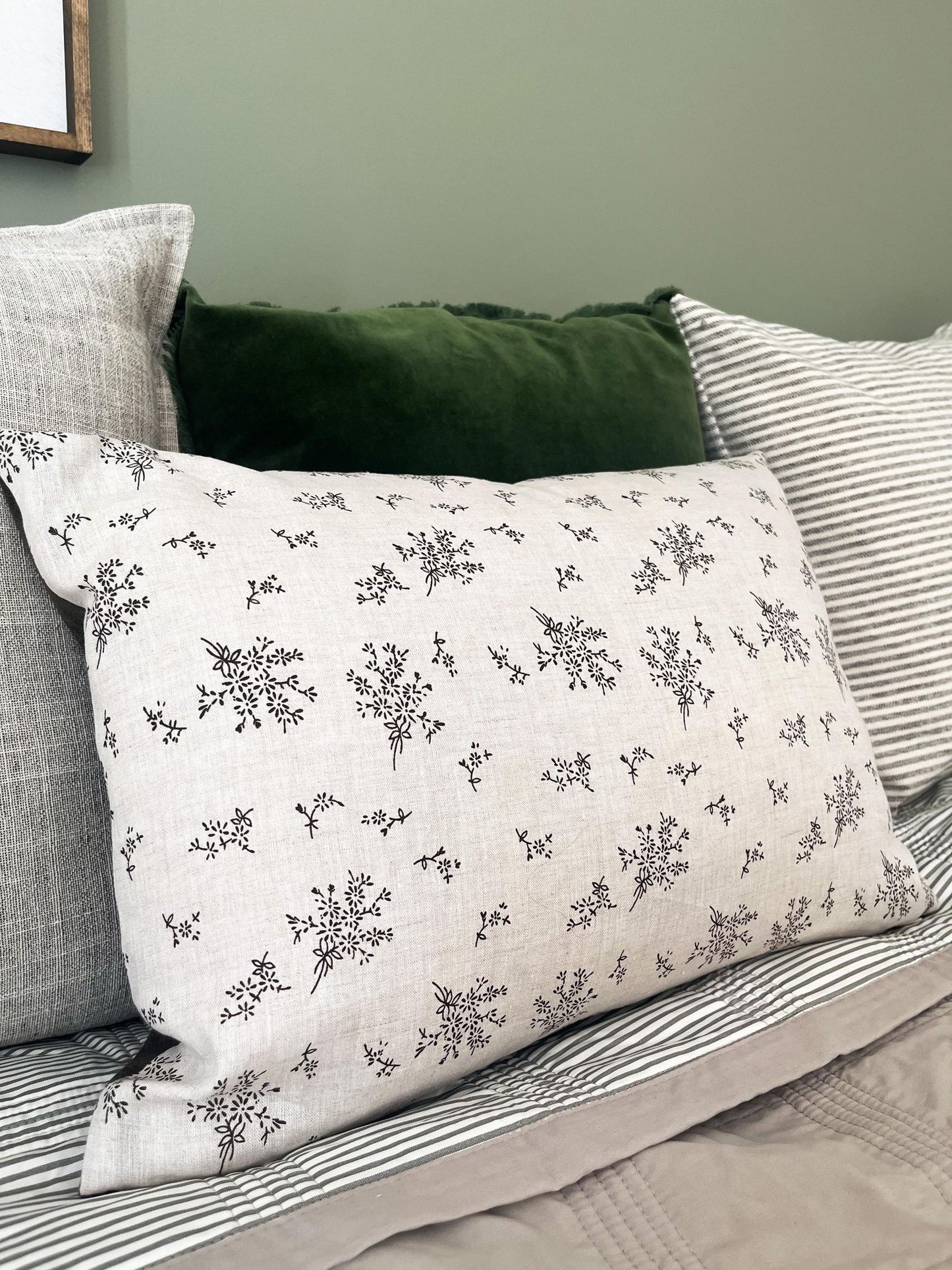 Housse de coussin Hannah | Lin blanc fleurs délicates