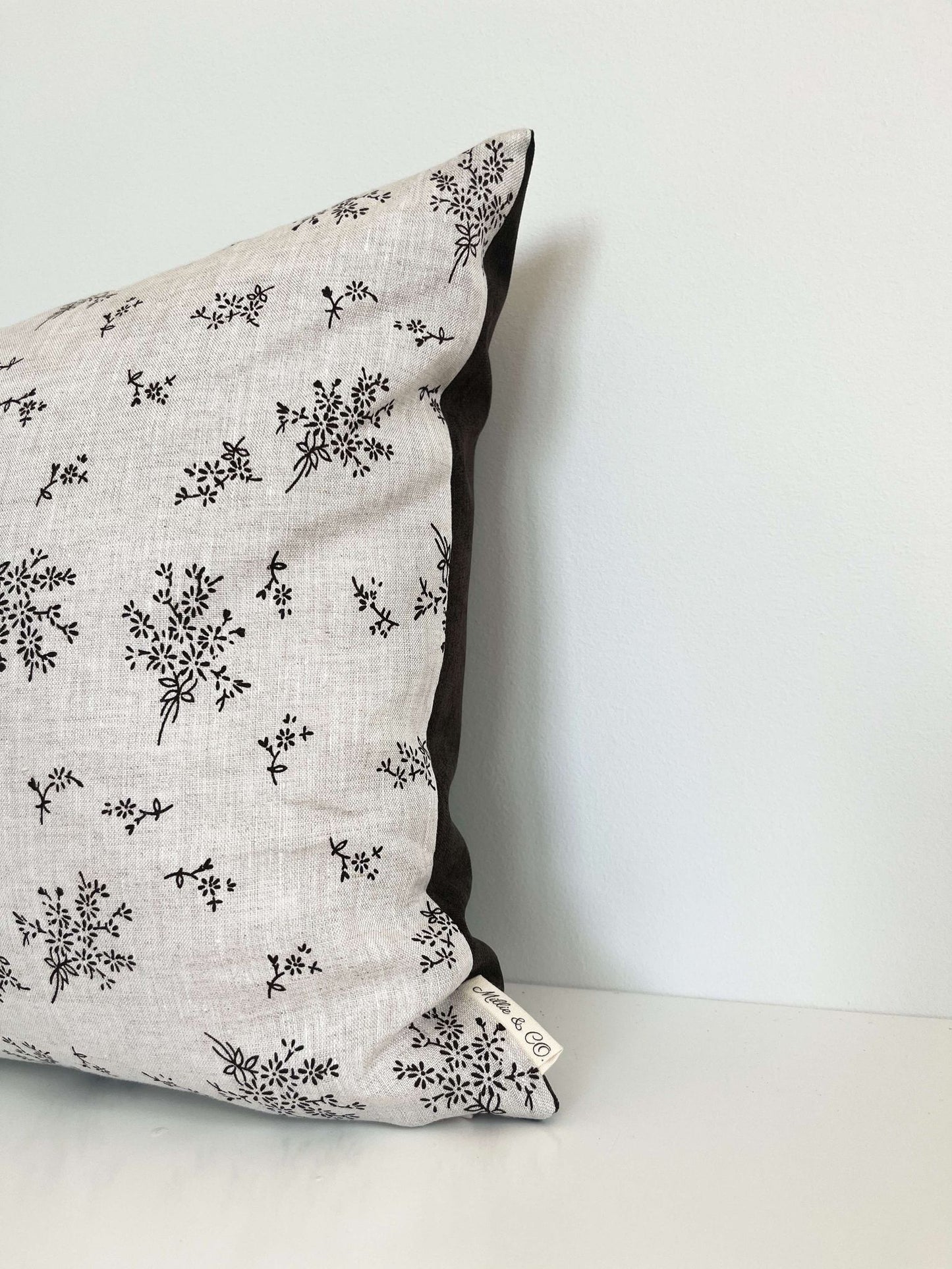 Housse de coussin Hannah | Lin blanc fleurs délicates