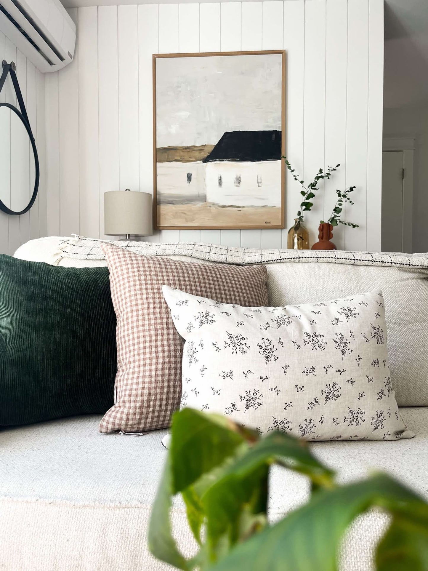 Housse de coussin Hannah | Lin blanc fleurs délicates