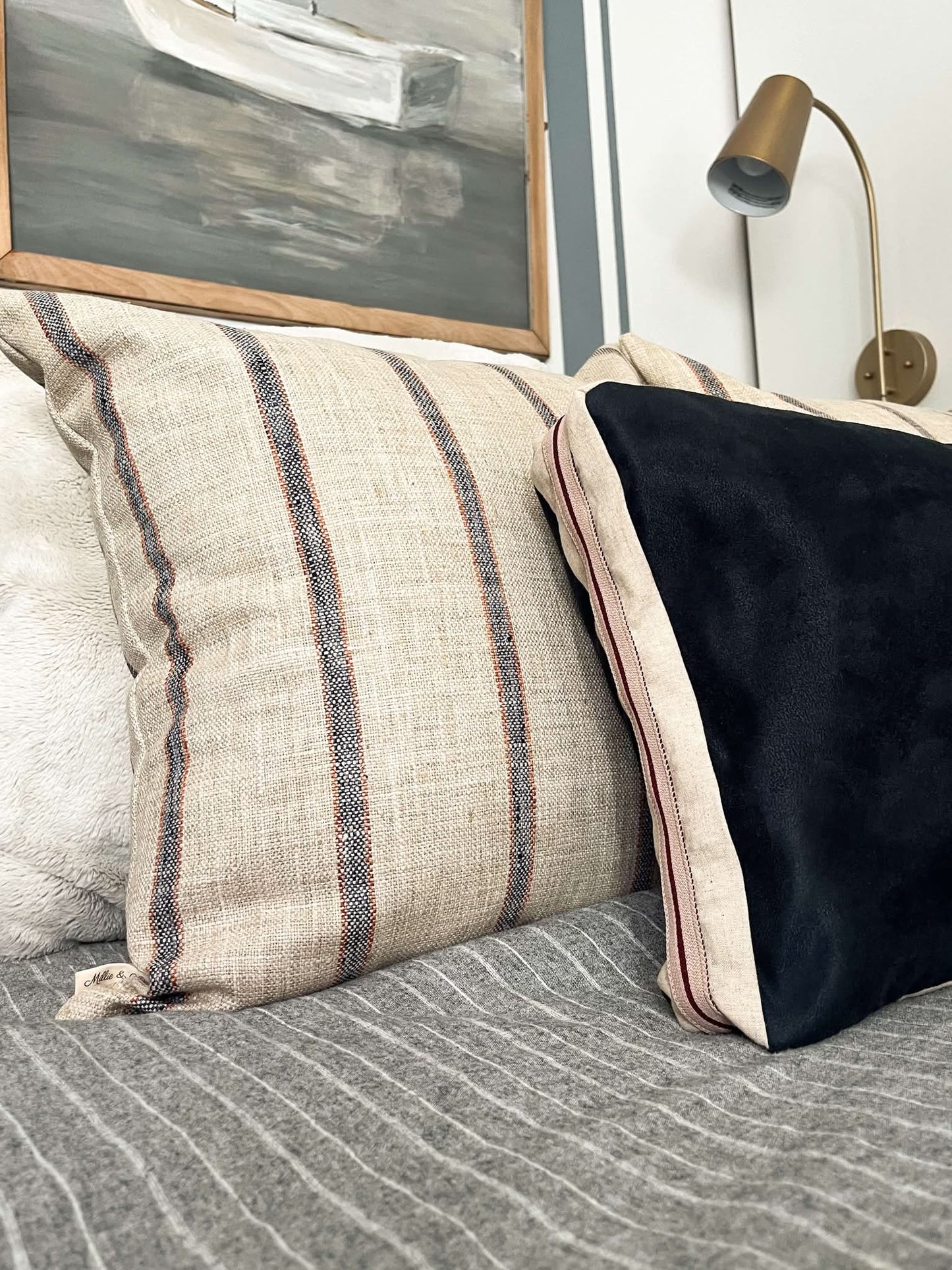 Housse de coussin Joan | Lumbar bleu foncé