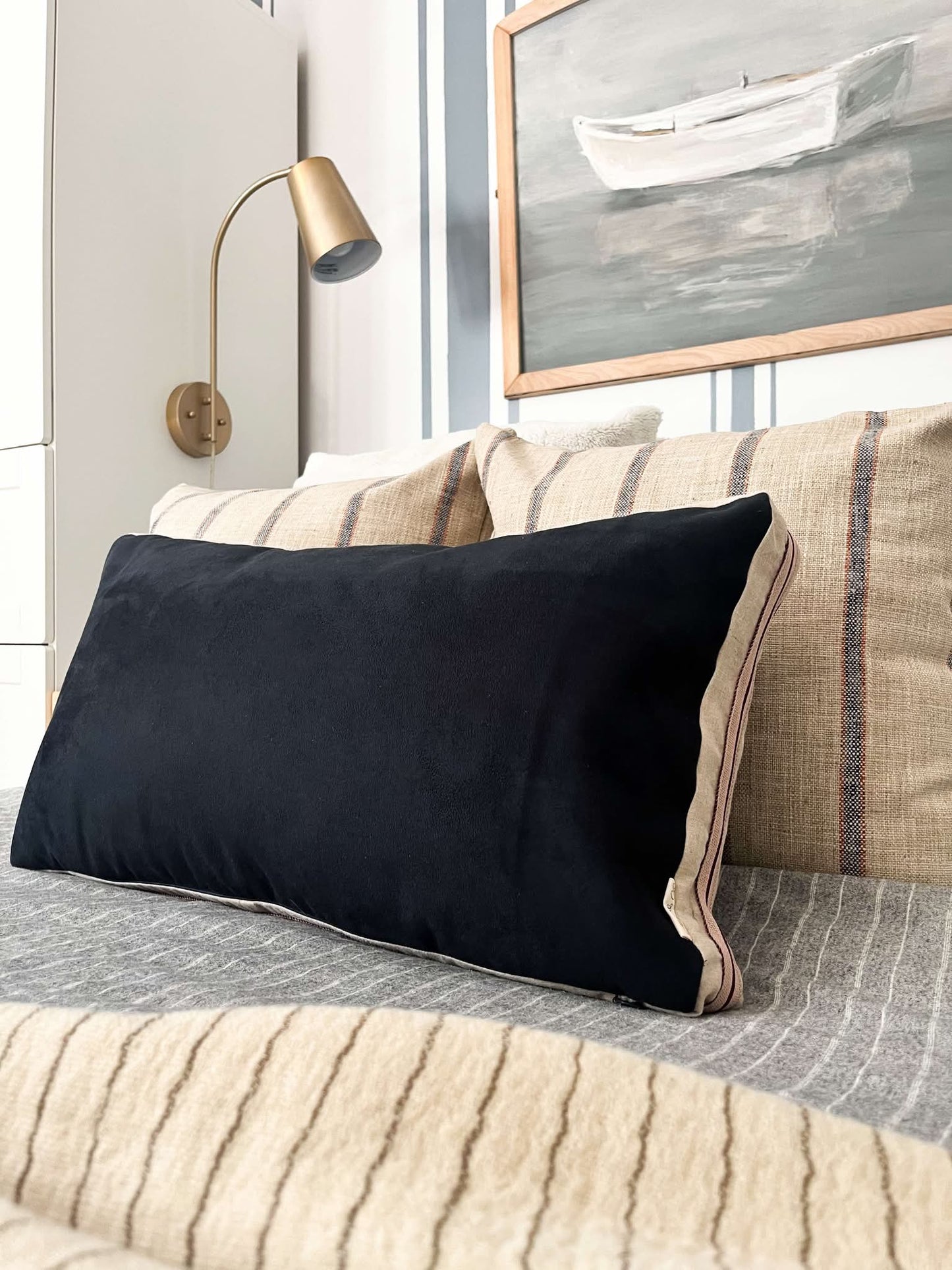 Housse de coussin Joan | Lumbar bleu foncé