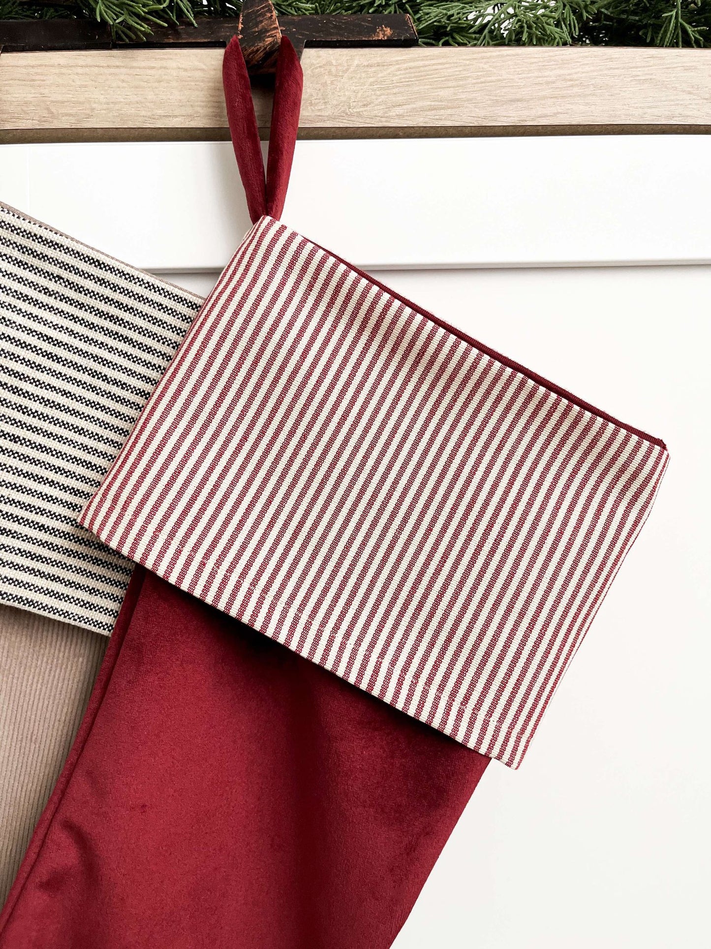 Alba Velvet Christmas Stocking | Garnet Red