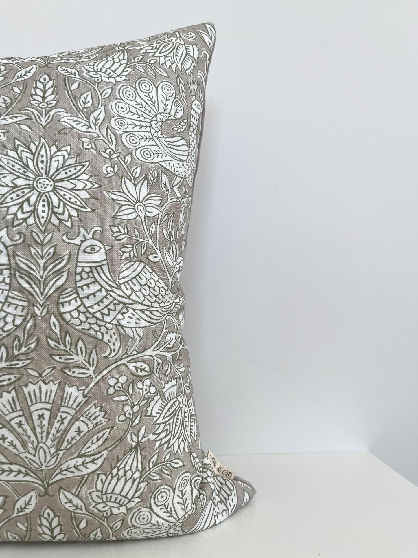 Housse de coussin Gia | Greige et vert Fenouil