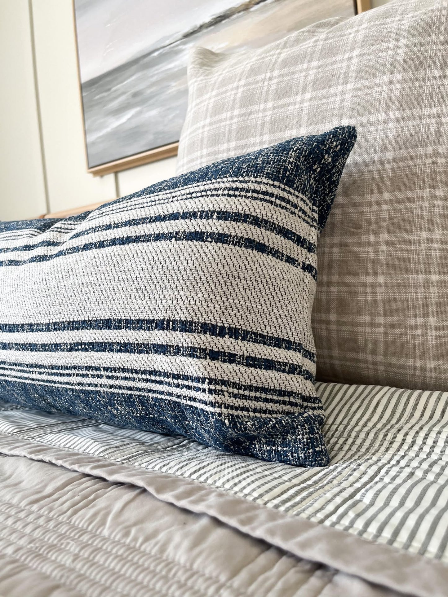 Lorma Cushion Cover | Lumbar Indigo Striped