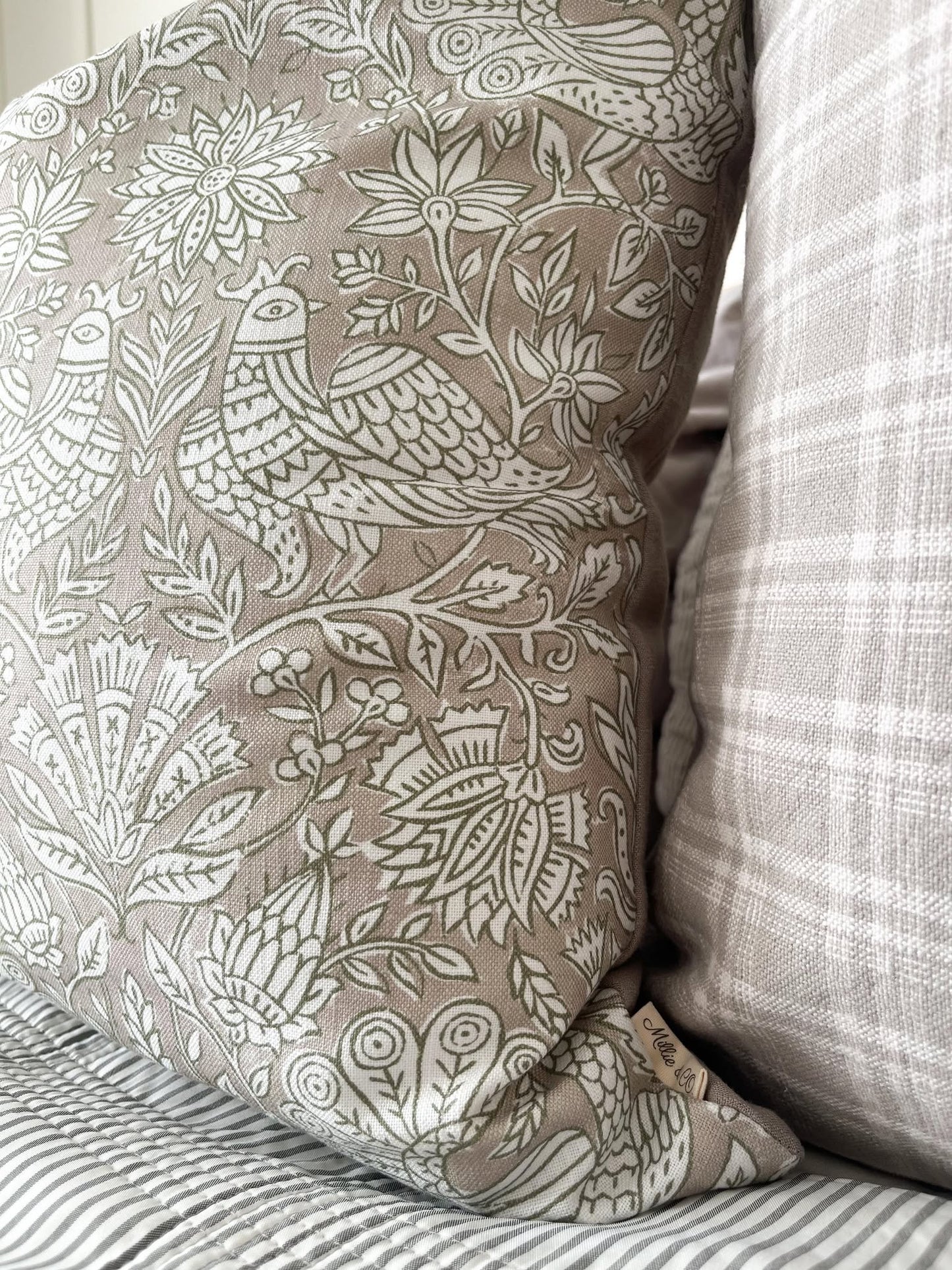Housse de coussin Gia | Greige et vert Fenouil