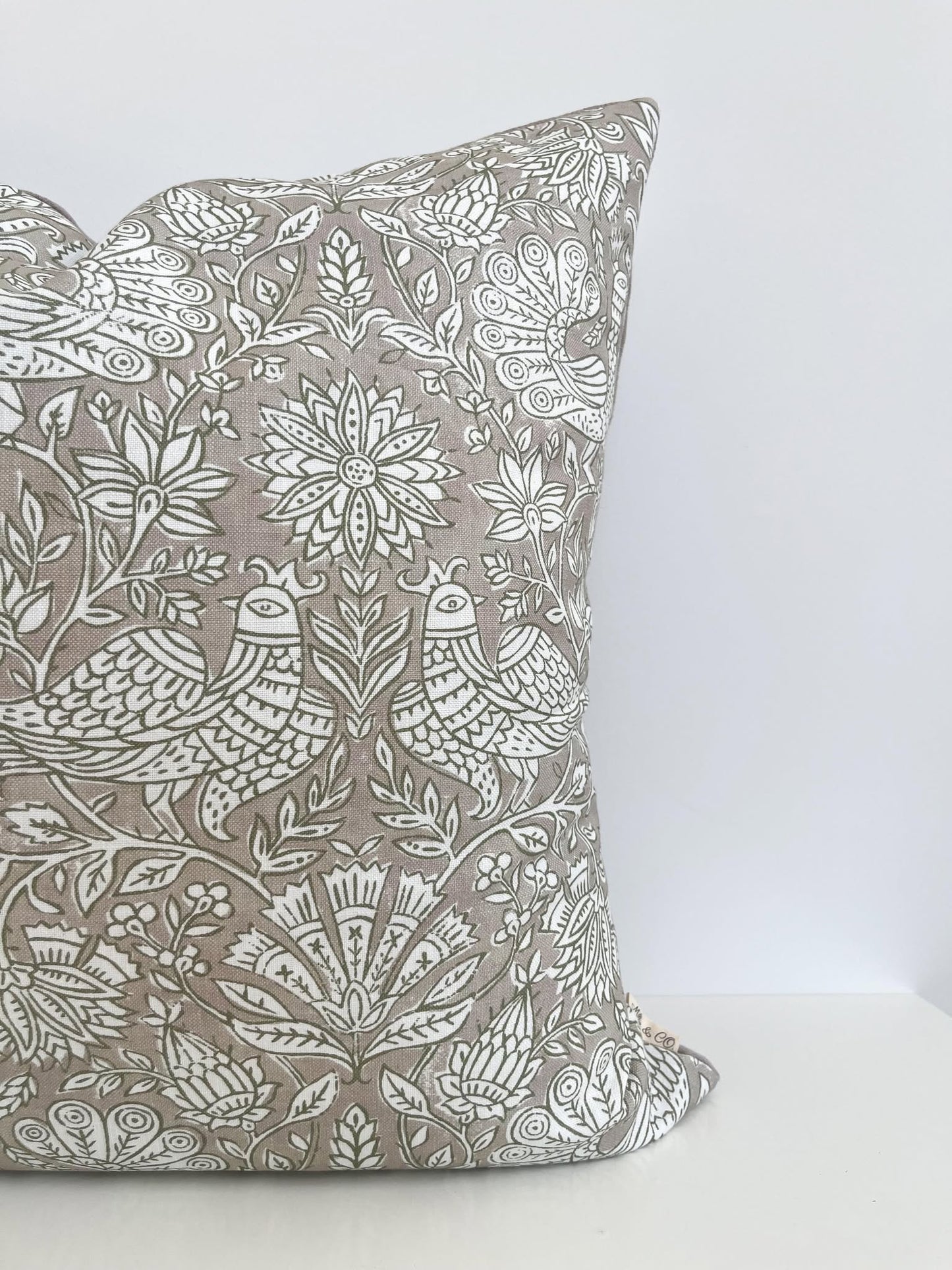 Housse de coussin Gia | Greige et vert Fenouil
