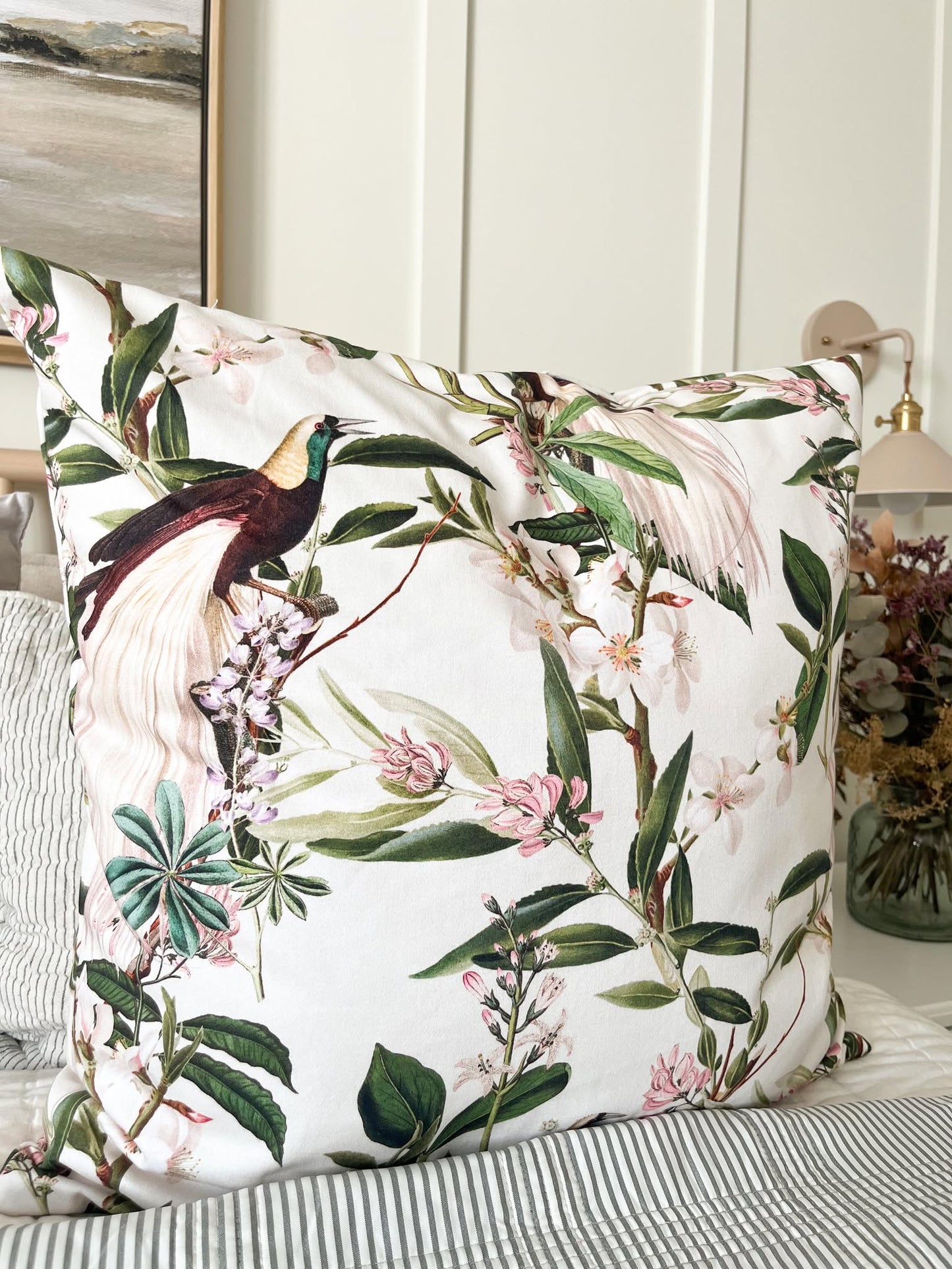Housse de coussin Jade | Oiseau du paradis