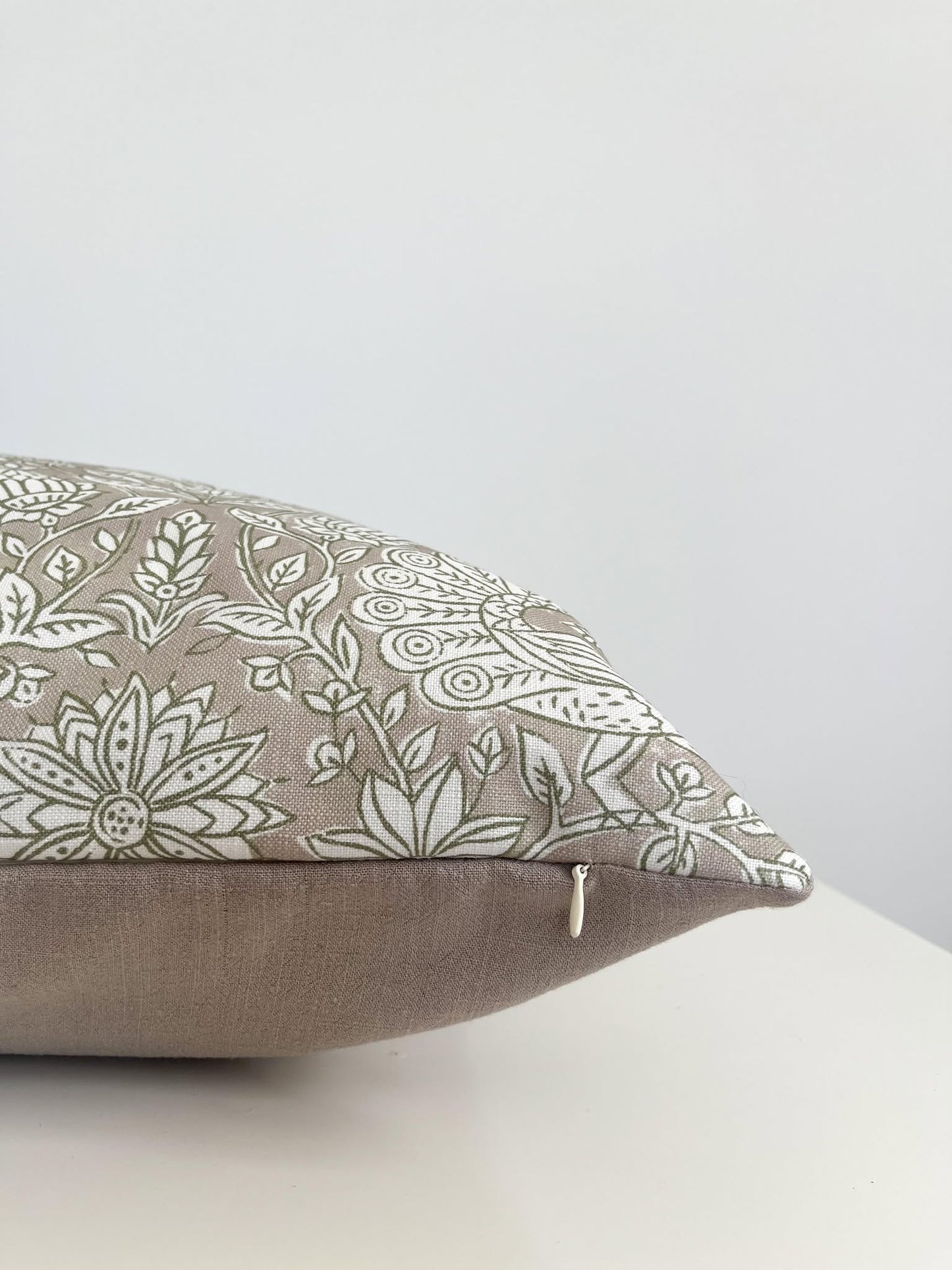 Housse de coussin Gia | Greige et vert Fenouil