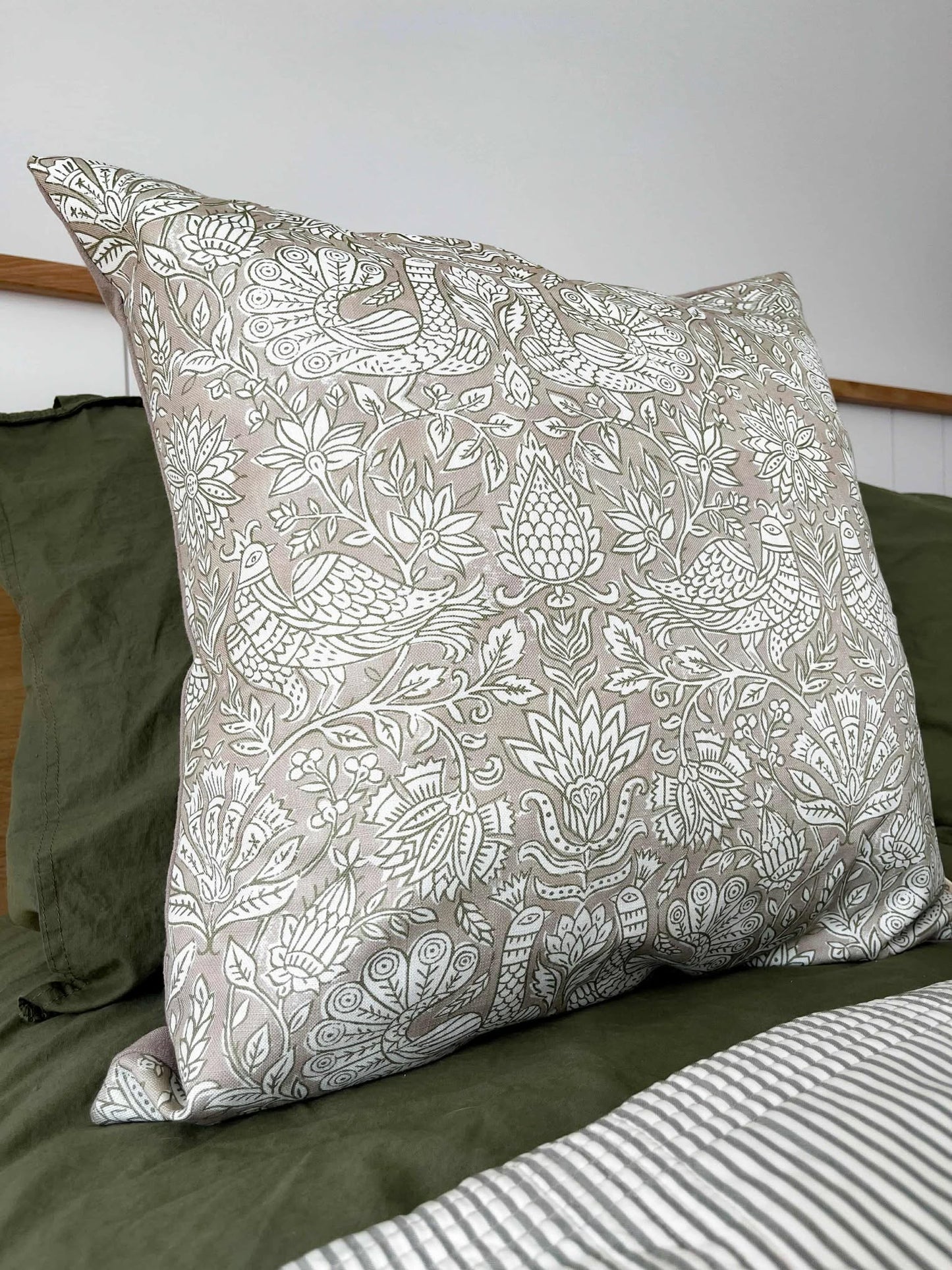 Housse de coussin Gia | Greige et vert Fenouil