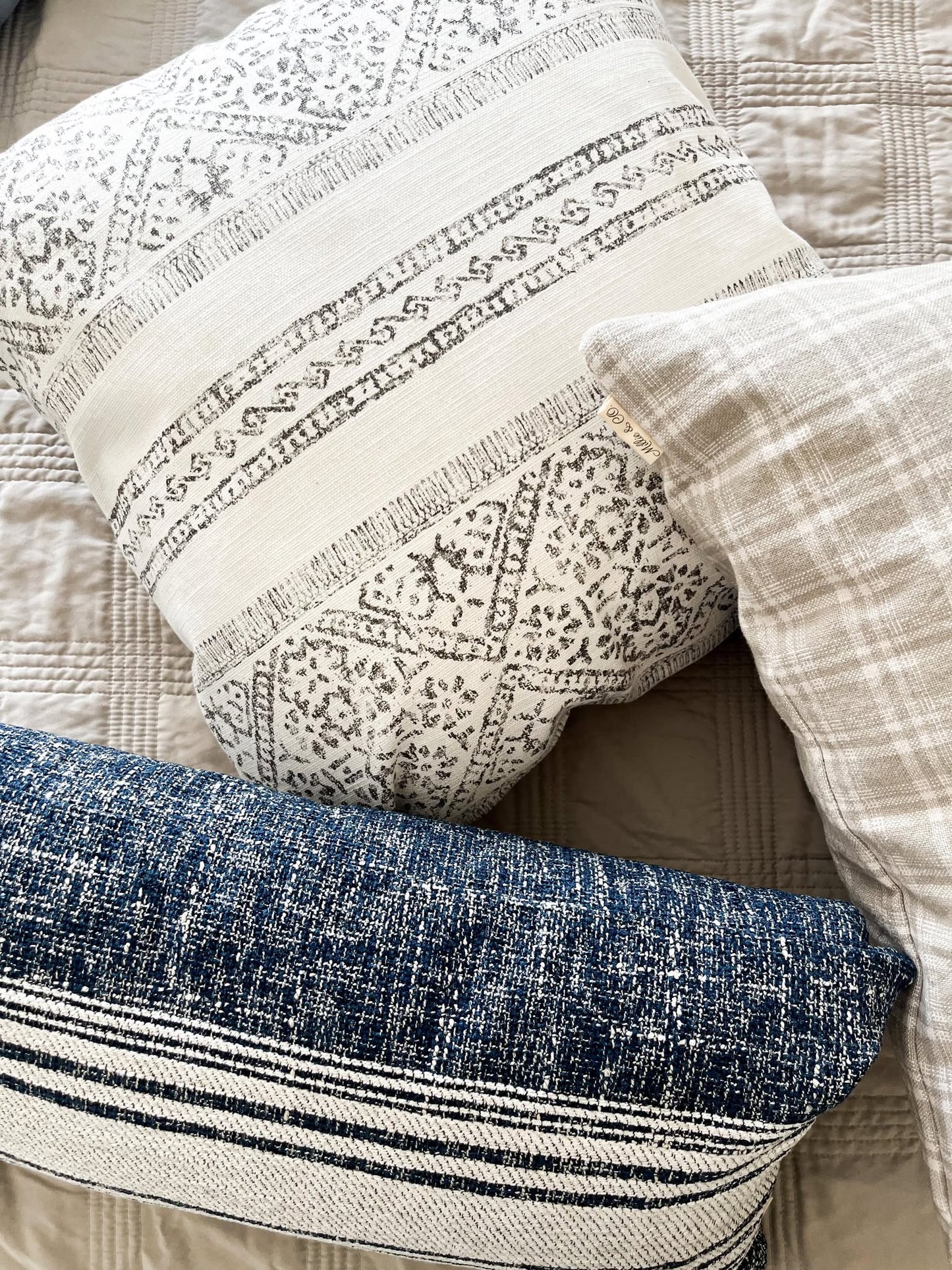 Lorma Cushion Cover | Lumbar Indigo Striped