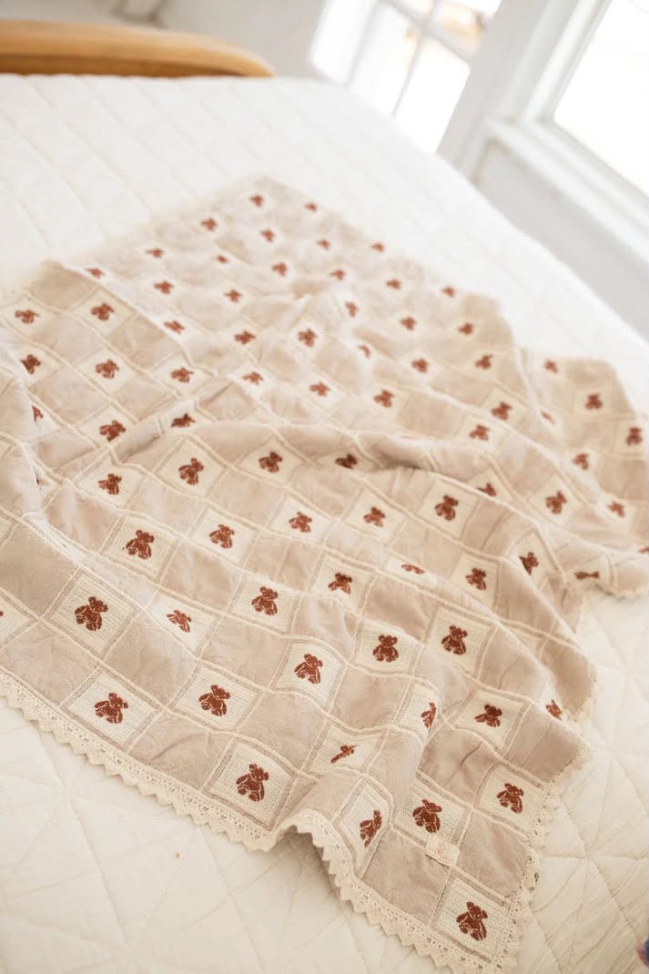 Couverture courtepointe Teddy | Crème et noisettes