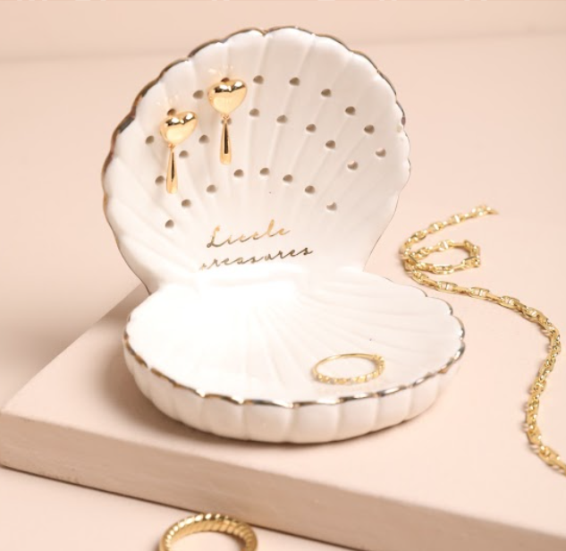 Porte-boucles d'oreilles en coquillage et plateau à bijoux