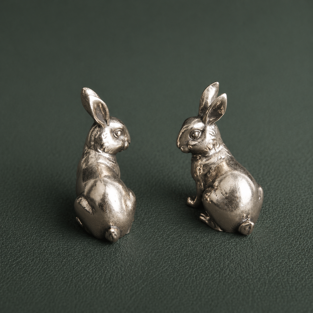 Figurine Les Lapins en laiton antique (DUO) | Collection "Porte-bonheur"