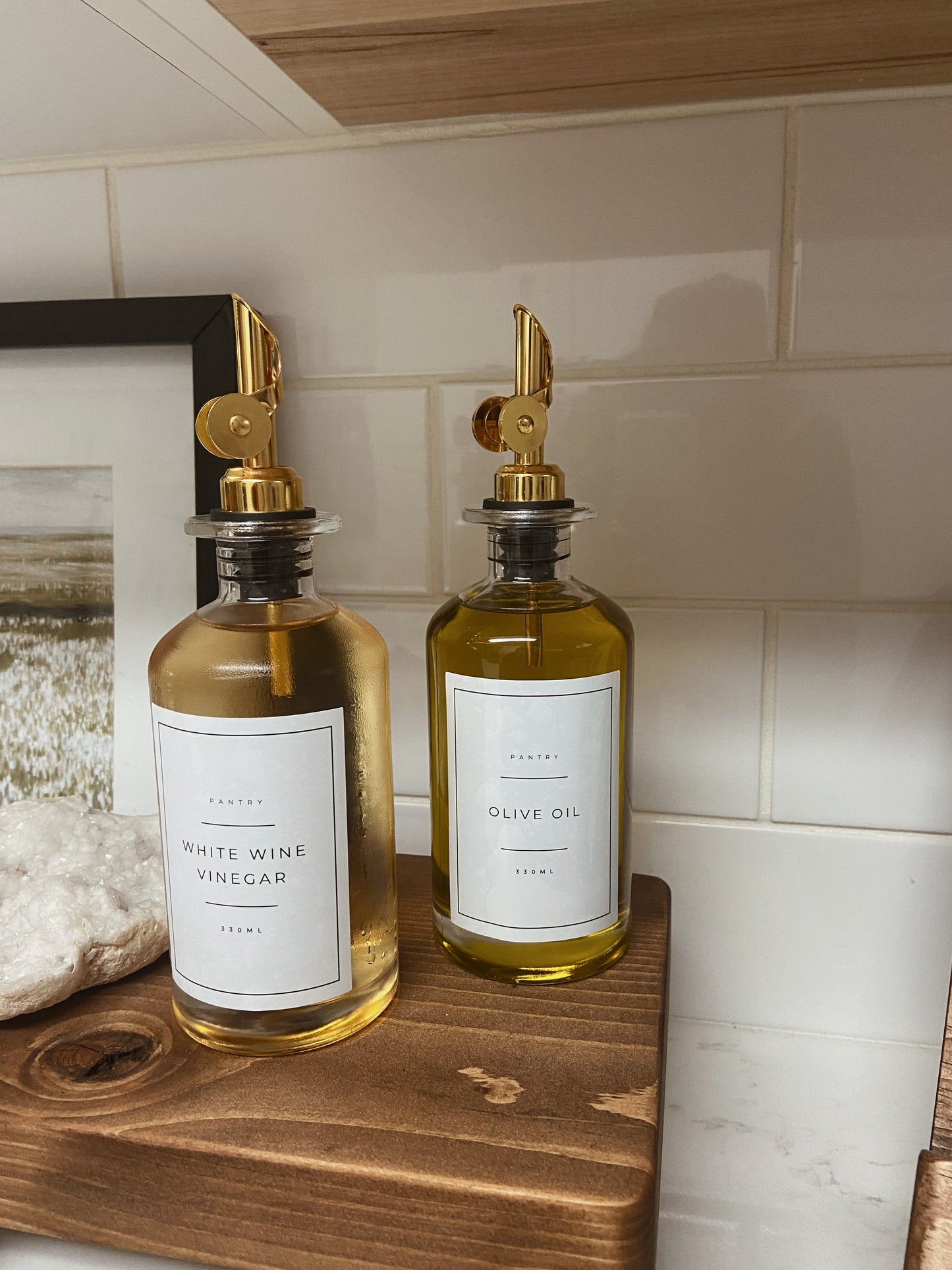 Distributeur d'huile et de vinaigre avec bec verseur | Doré