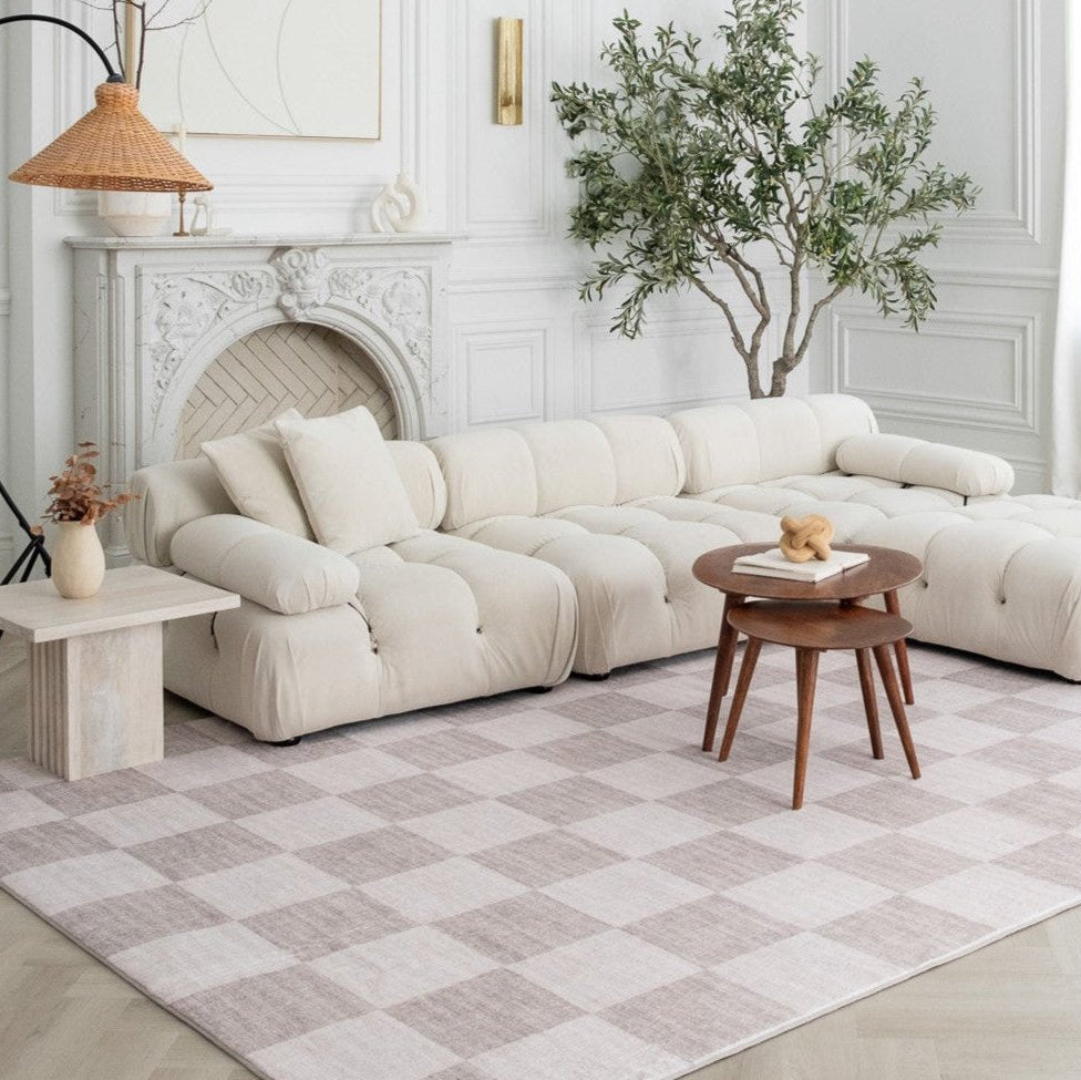 Tapis beige à carreaux géométriques | Eclipse
