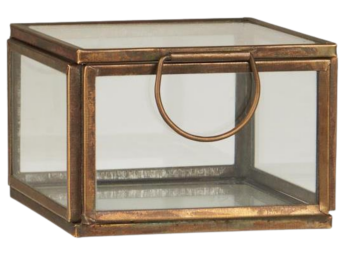 Boîte décorative en verre style vintage | Métal bronze