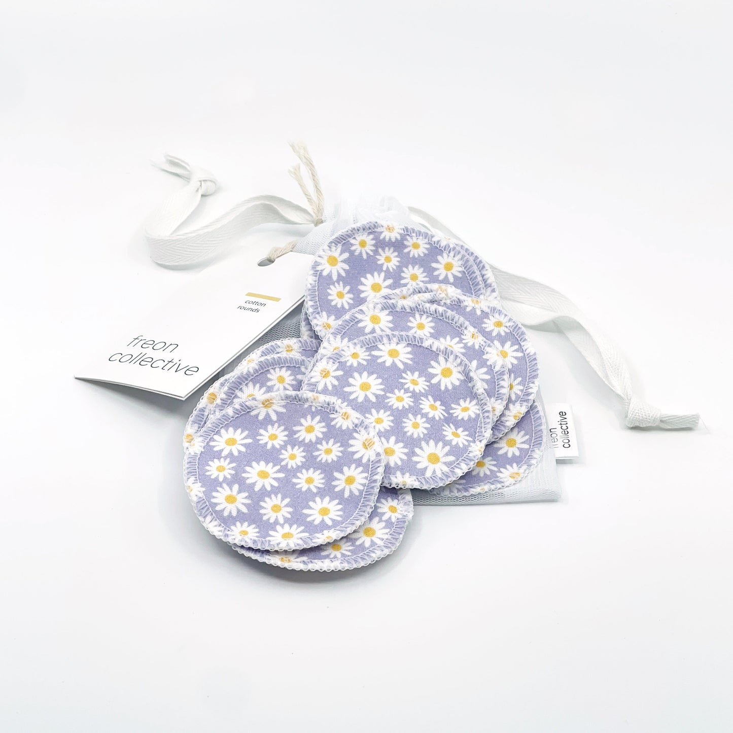 Tampons démaquillants - Marguerites lilas