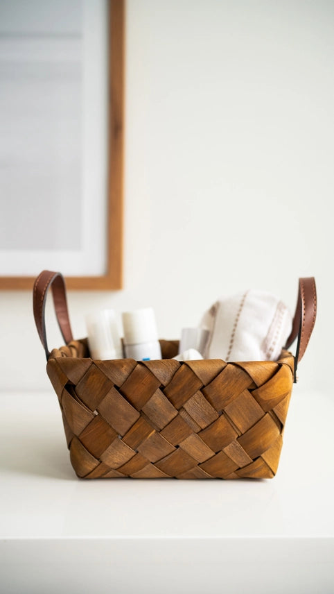 Panier à copeaux en bois brûlé