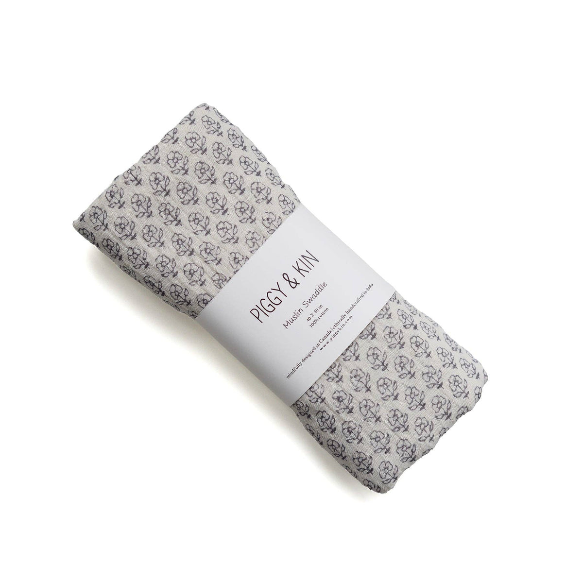 Couverture en mousseline Fleurs vintage | Ivoire pâle et ardoise