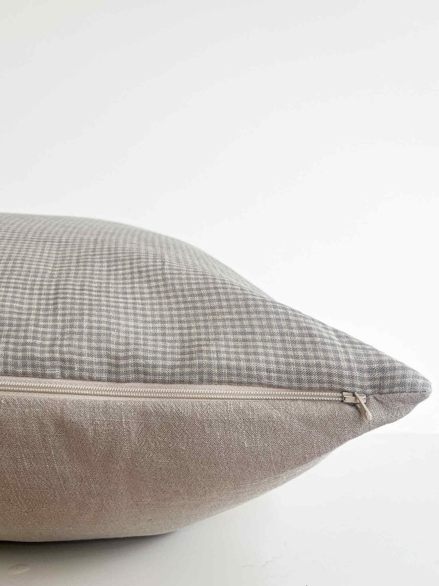 Housse de coussin Meggie Motif Vichy | Greige et bleu cendré