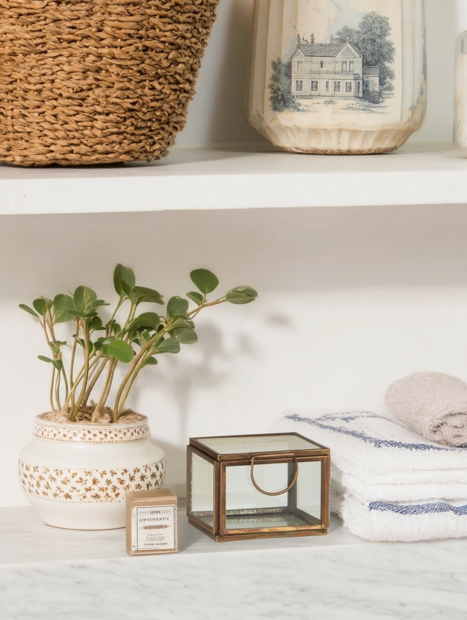 Vintage Style Decorative Glass Box | Bronze Metal