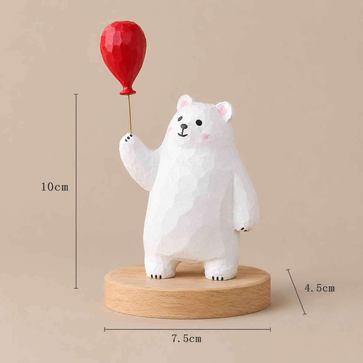 Figurine Ours blanc au grand cœur | Sculptée à la main