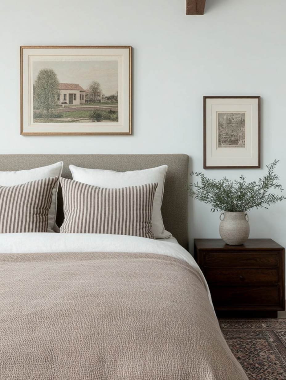 Housse de coussin Alba | 100% lin rayé brun foncé