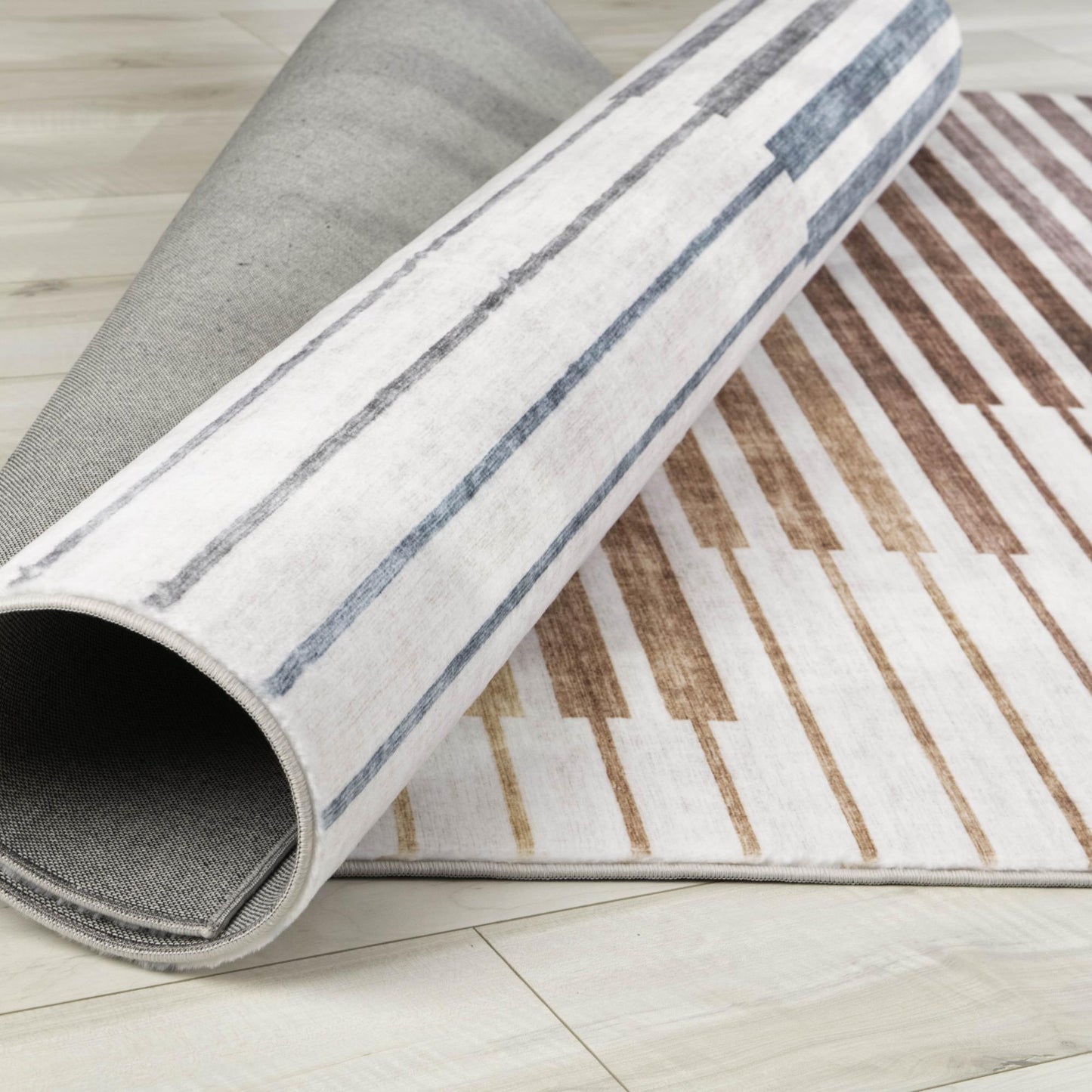 Abstract white rug with colorful and rainbow stripes | Eclipse