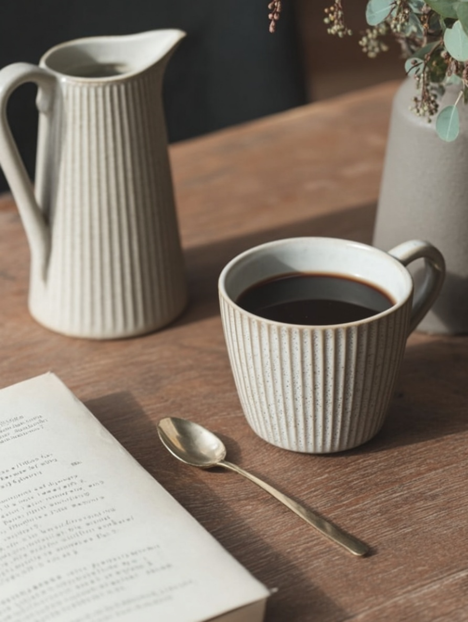 Small ribbed pitcher | Gray/brown color