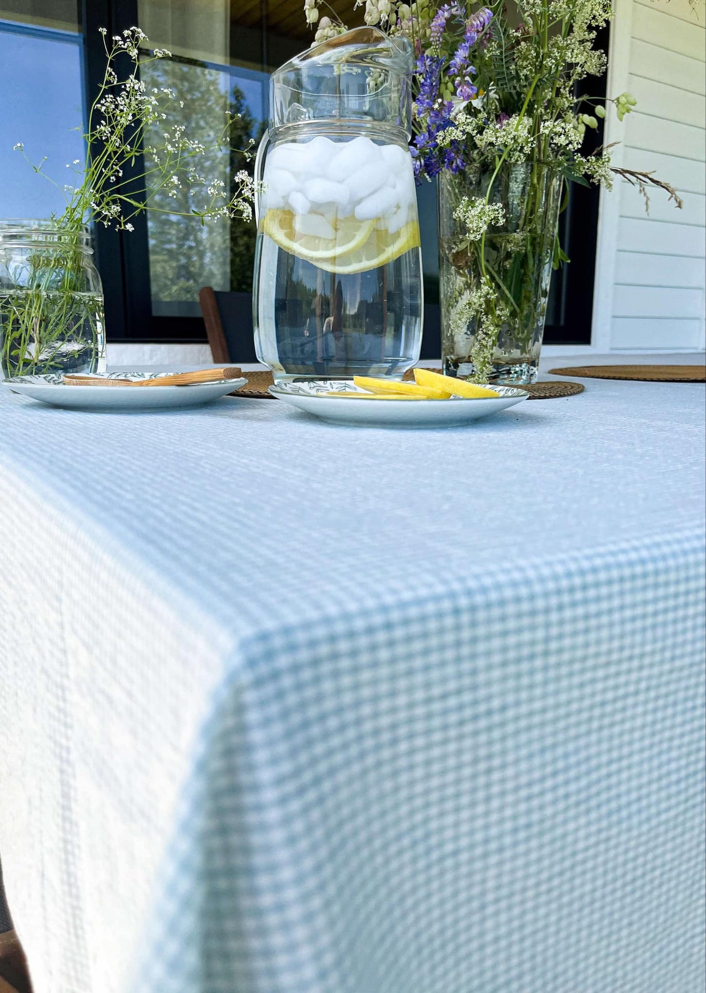 Nappe motif Vichy| Vert menthe et blanc