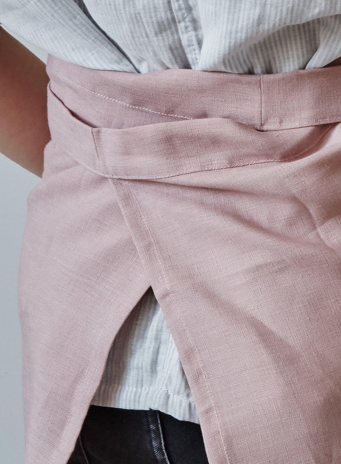 Tablier demi-lin | Rose poudré