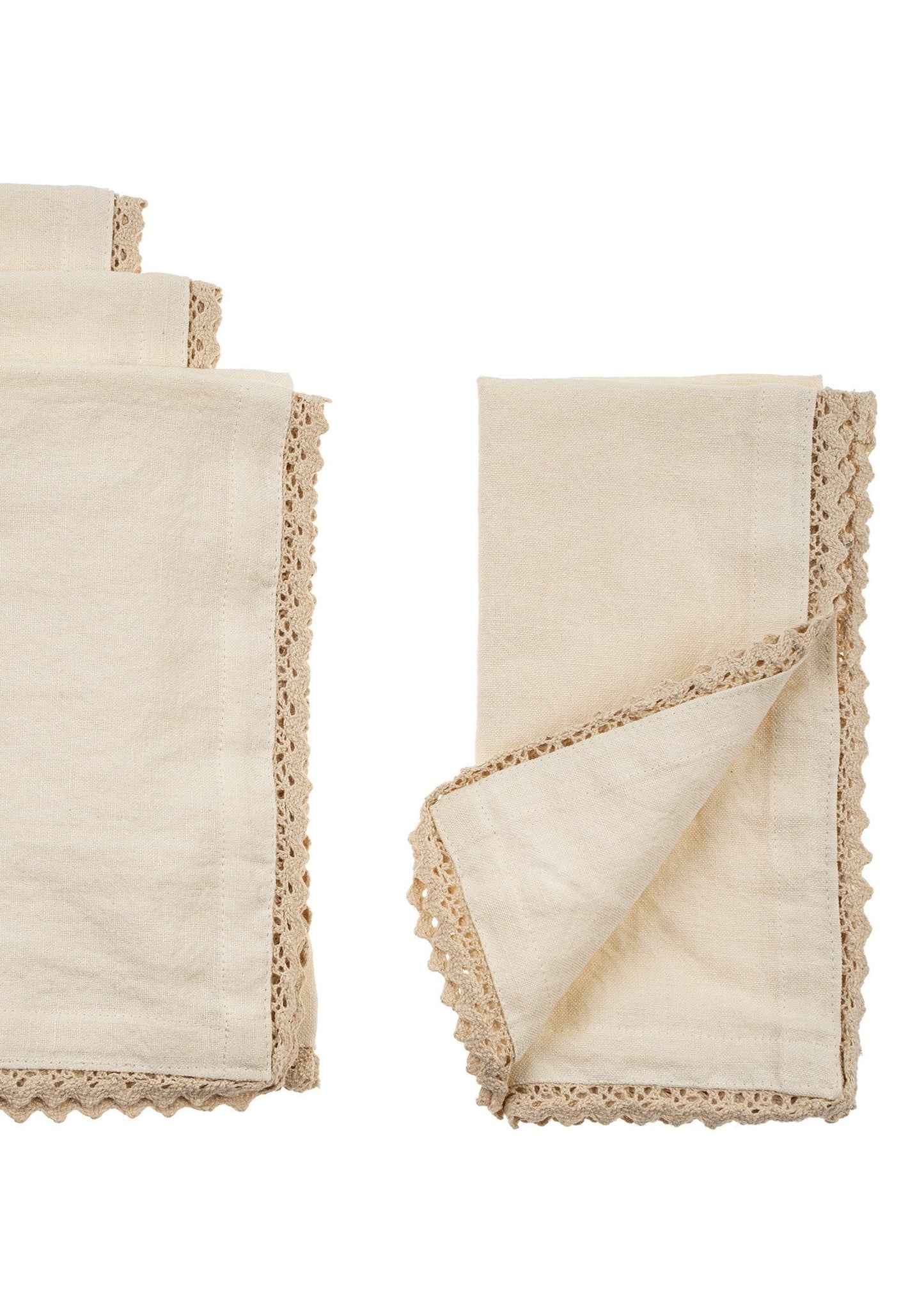 Serviettes en dentelle Maeve beige | Lot de 4