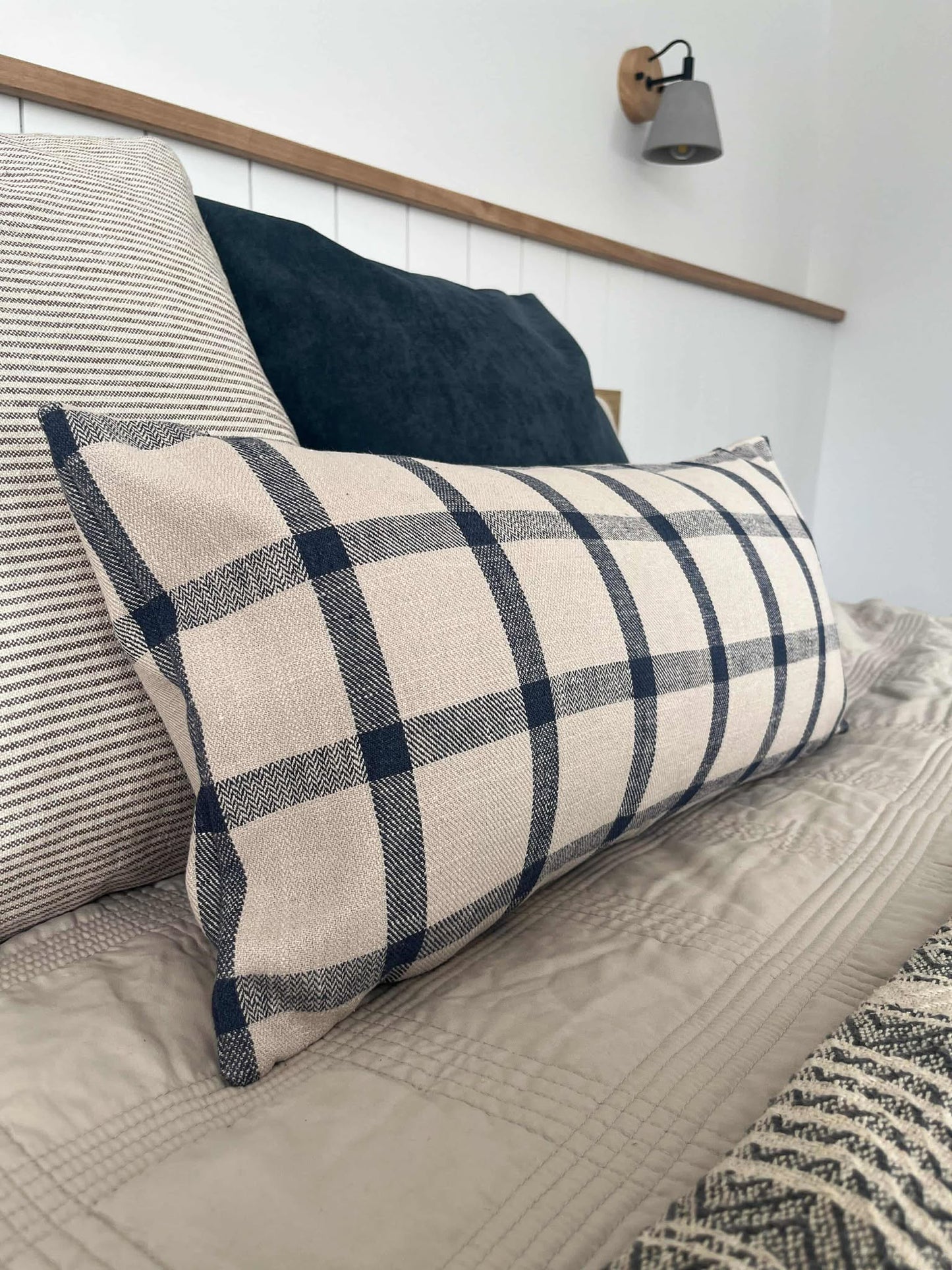 Housse de coussin Lou | Greige - Indigo