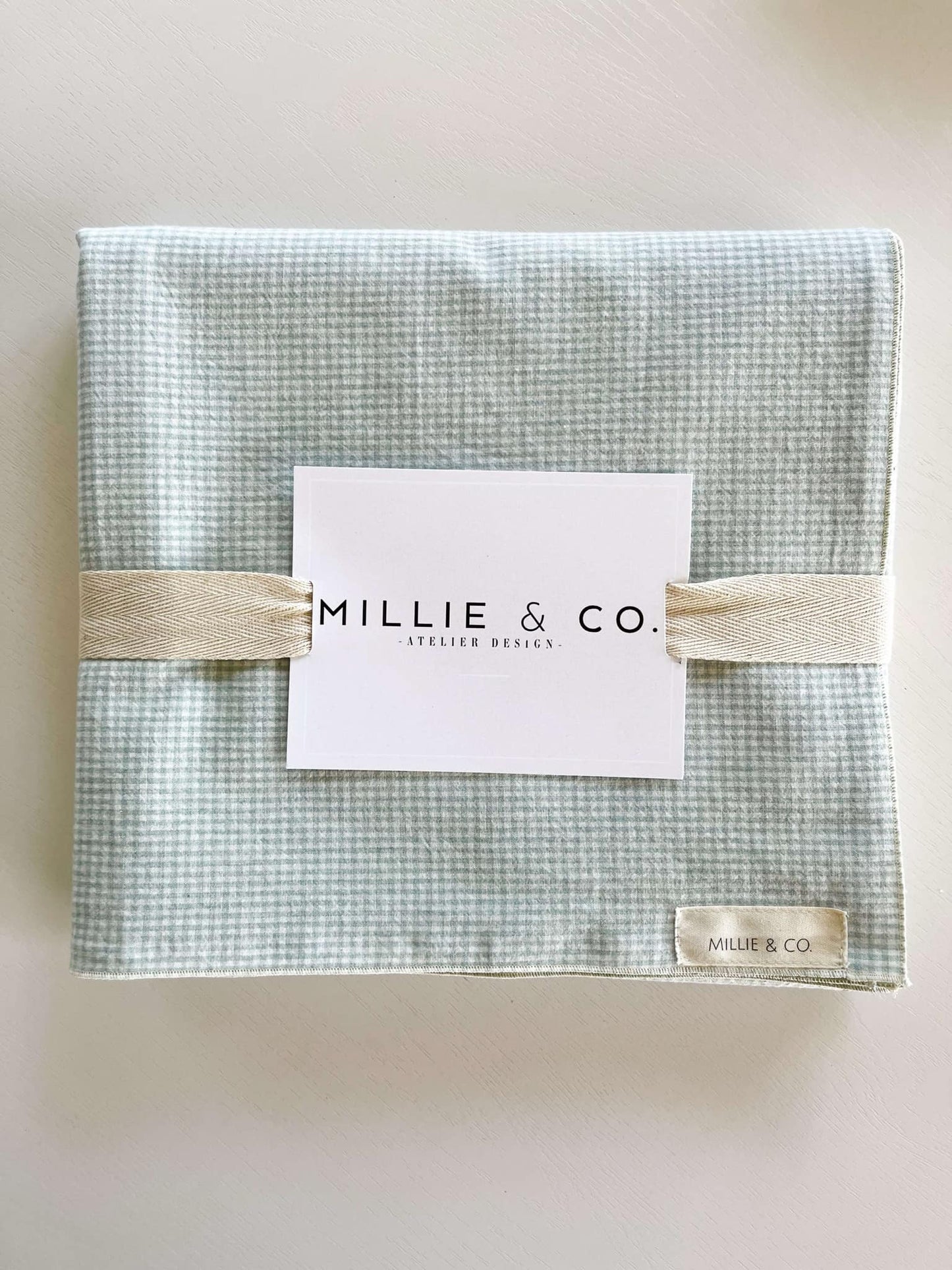 Nappe motif Vichy| Vert menthe et blanc