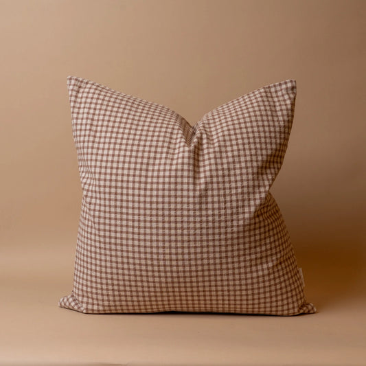 Housse de coussin Colby |  À carreaux bruns