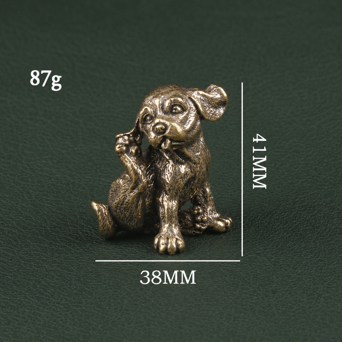 Trio figurines du Chiot en laiton antique | Collection "Porte-bonheur"