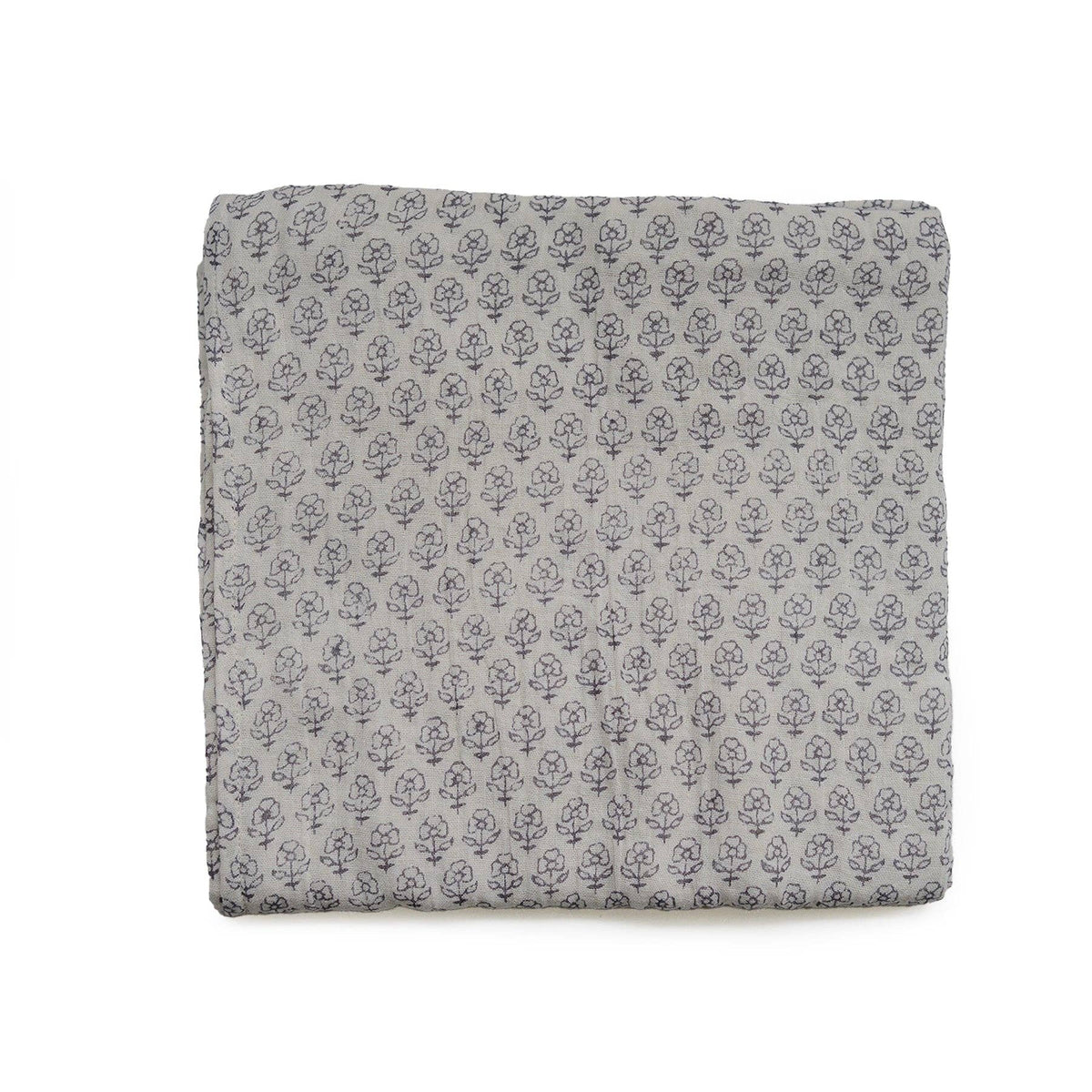 Couverture en mousseline Fleurs vintage | Ivoire pâle et ardoise