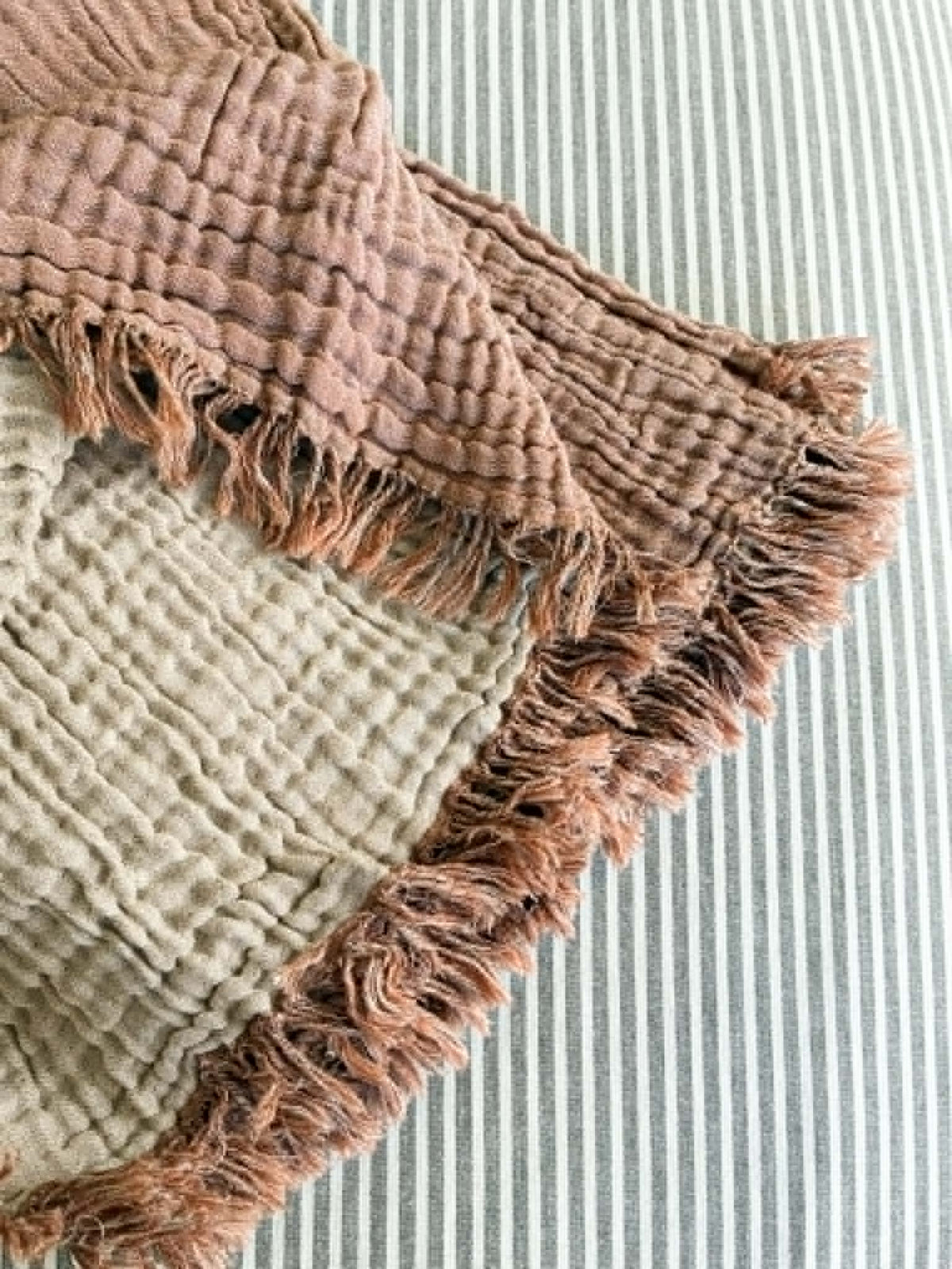 Jeté de lit mousseline gaufré| Cannelle rosée