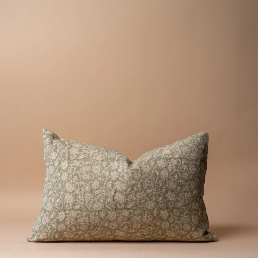 Housse de coussin OLIVIA en lin | Imprimé au pochoir
