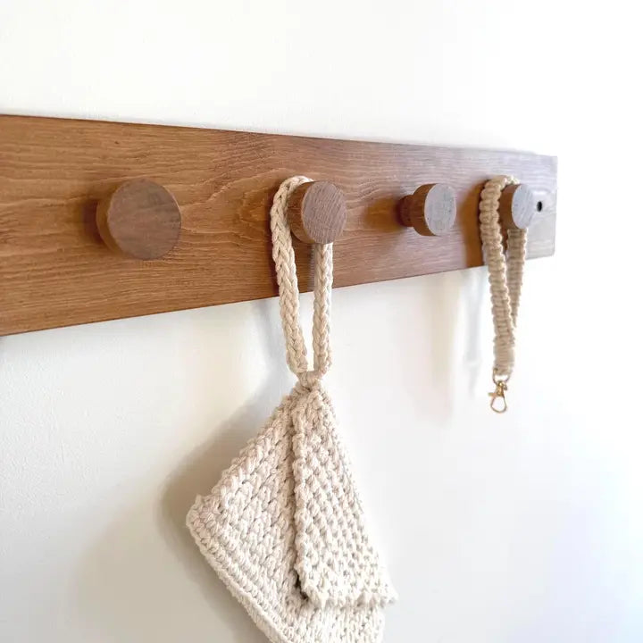 Crochet mural en bois massif | Brun foncé
