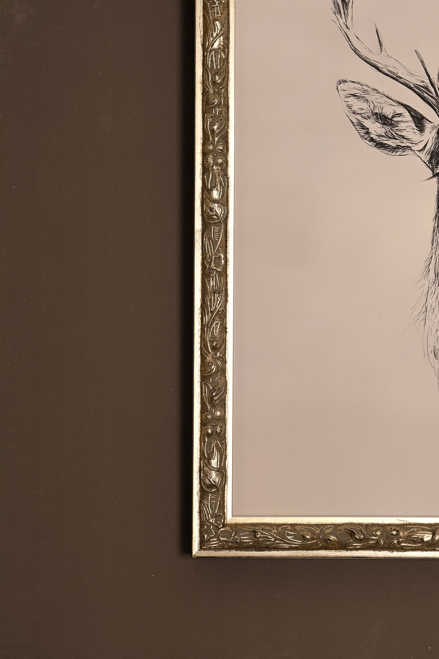 ESQUISSE SAUVAGE, CADRE VINTAGE ARGENT