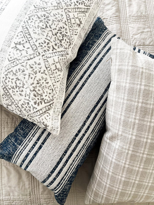 Lorma Cushion Cover | Lumbar Indigo Striped
