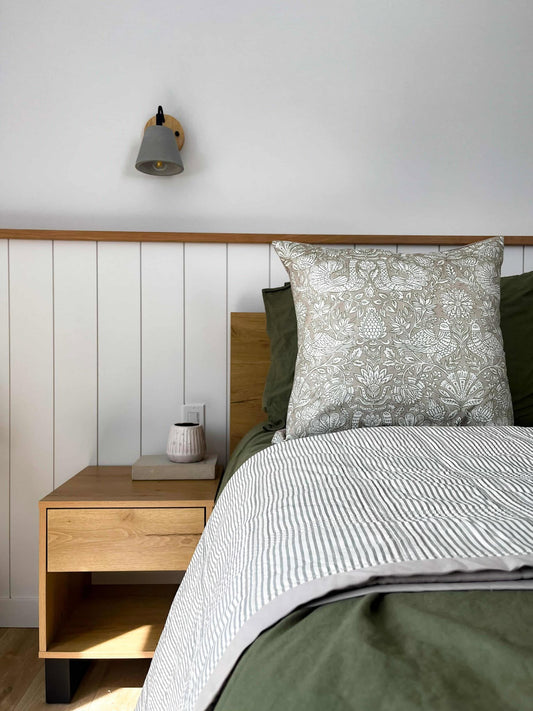 Housse de coussin Gia | Greige et vert Fenouil