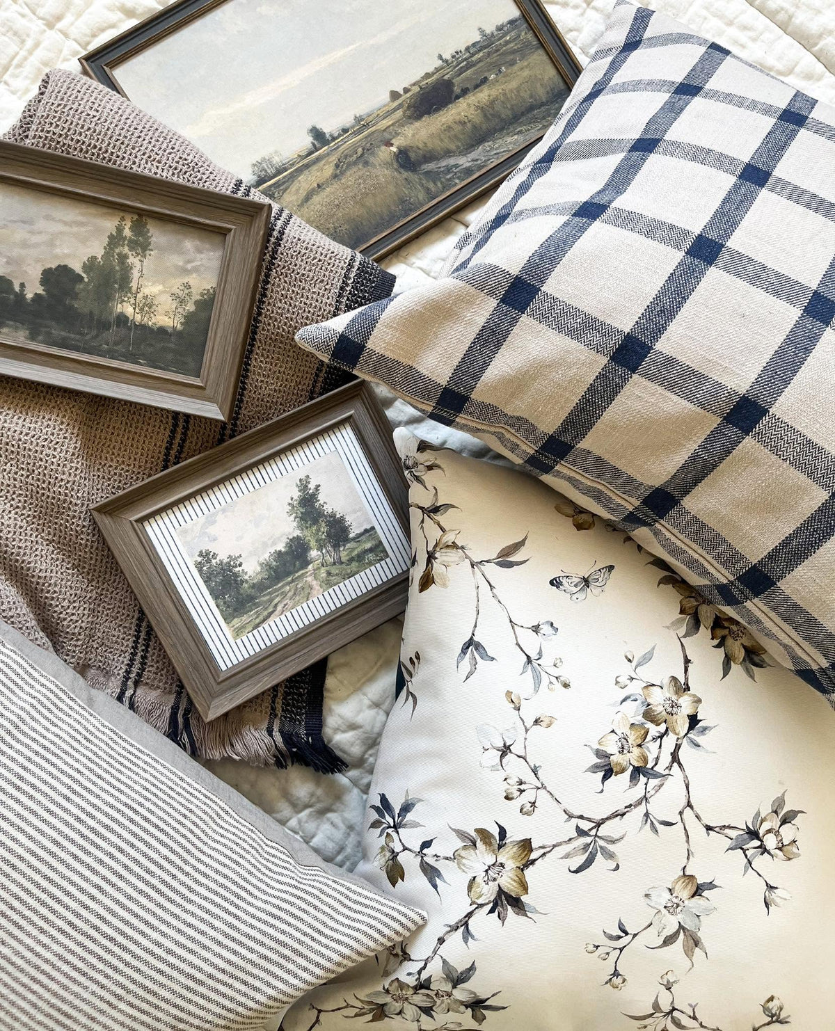 Housse de coussin Lou | Greige - Indigo