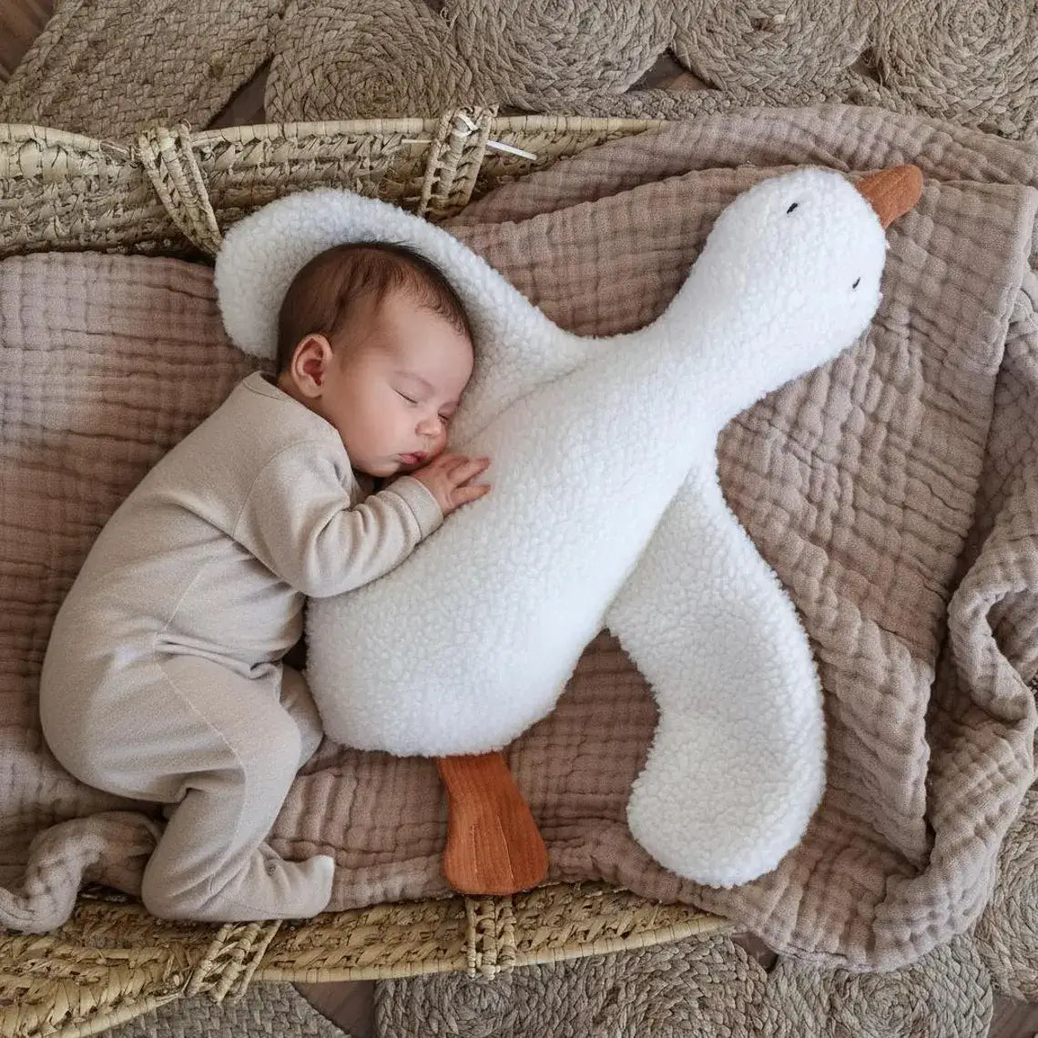 Peluche oie en sherpa douce