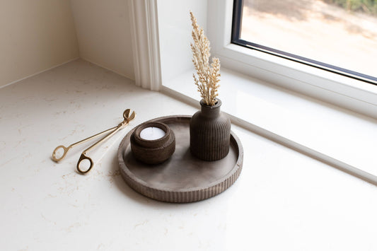 Plateau Rond Cannelé décoratif  Mocha | Collection Nuances et Terres