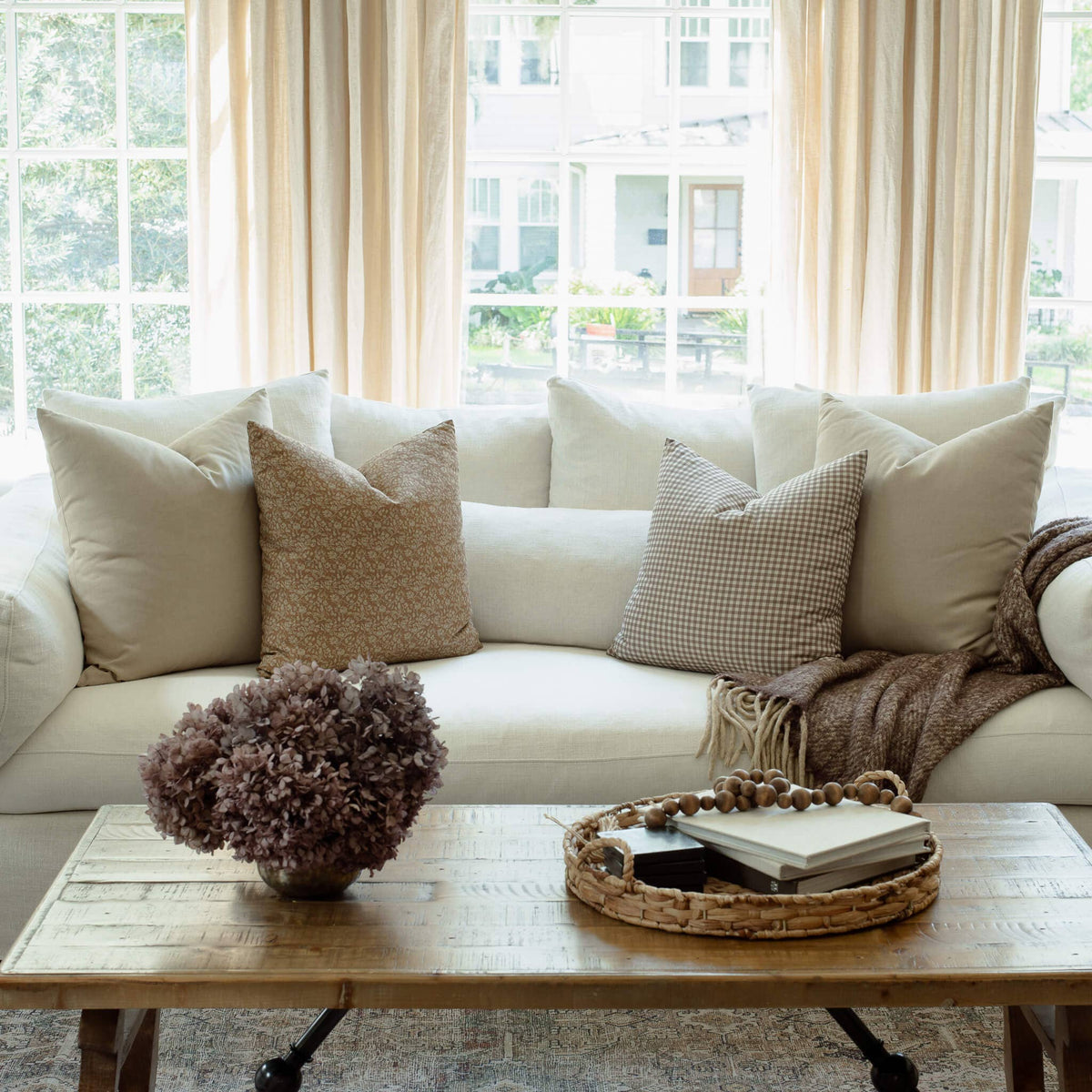 Housse de coussin Elodie | Vichy taupe