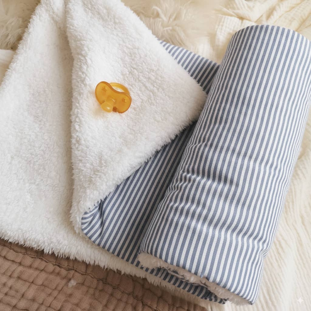 Couverture pour bébé - Lin rayé bleu